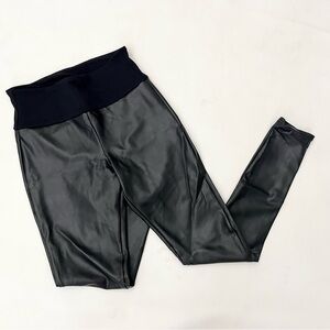 Assest by Spanx Black leather look leggings size medium new without tags